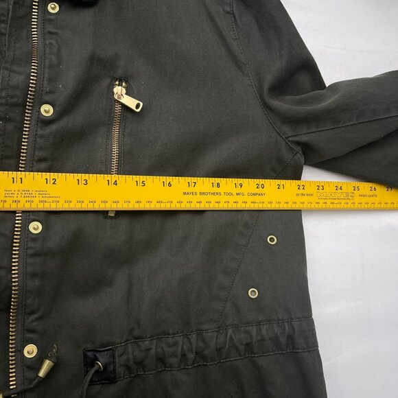 Zara Trafaluc Parka Oversized Overcoat Jacket Corduroy Zip Pocket Olive Green XL - Picture 8 of 10